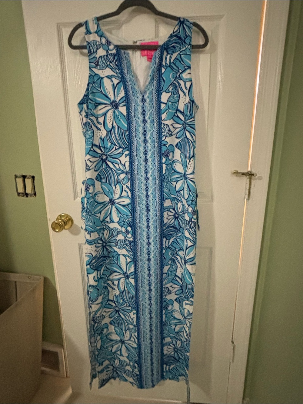 Lilly Pulitzer Blue & White Donna Romper Maxi Dress EUC Size 10